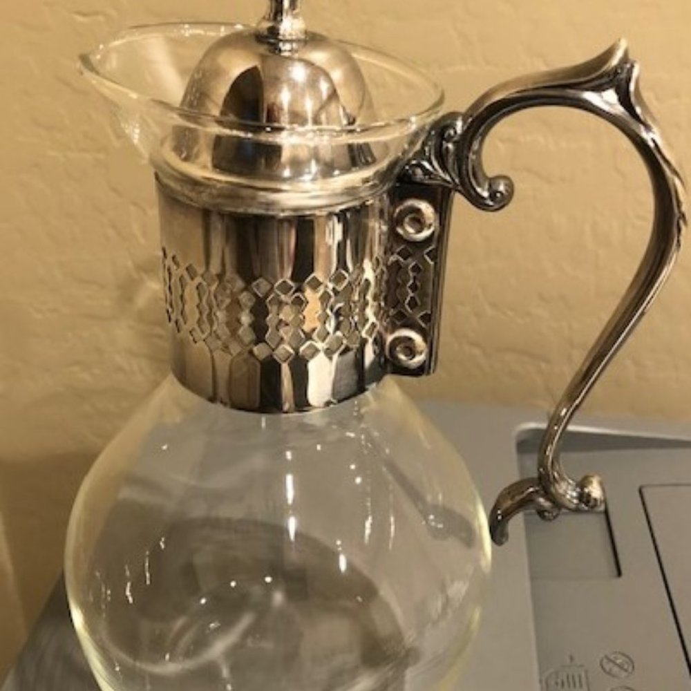 Silver Plate and Glass Coffee Carafe/Tea Pitcher